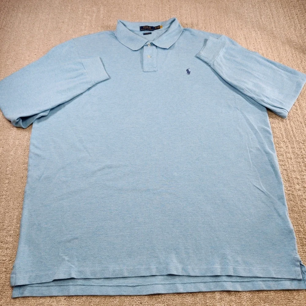 Polo‎ Ralph Lauren Shirt Men XXL Long Sleeve Polo Blue Knit Classic Fit Cotton